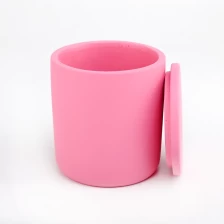 China pink ceramic candle jar with lid manufacturer