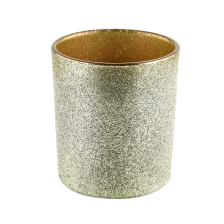 China Glass Candle Jar golden sand surface Decorative Glass Candle Jar 300ml For Wedding manufacturer