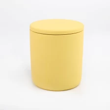 China Yellow ceramic candle jar with lid 300ml manufacturer