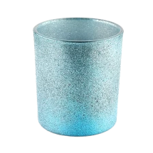 China Wholesale Custom logo Empty 300ml round cyan glass candle jar for candle making manufacturer