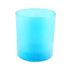 China Wholesale Customized Luxury blue frosted empty glass candle jars for candle making manufacturer