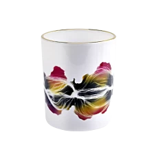 China Wholesale Empty Glass candle jar with gold rim top for candle making manufacturer