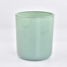 China Transparent green glass candle containers with round bottom for Spring holiday manufacturer
