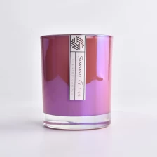 China Custom Logo Empty colorful ion plating Glass Candle Jar manufacturer