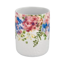 China Wholesale luxury applique printing ceramic candle jars candle vessels manufacturer