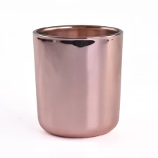 China Rose gold electroplating glass candle jars with round bottom manufacturer