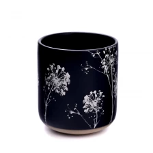 China Black Ceramic Candle Jars with custom printing manufacturer