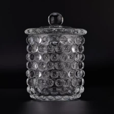 China 10oz Crystal Glass Candle Jar with Glass Lid with bubble designs manufacturer