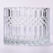 China Luxury Diamond 14oz glass candle jars with cut GEO design manufacturer