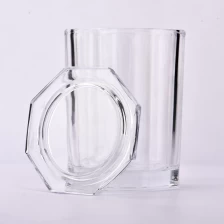 China Octagonal Shaped Luxury Glass Candle Jars with Glass Lid manufacturer