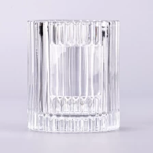 China high white glass candle jars with flutes with metal label available manufacturer