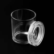 China glass candle jars with glass lids for 8oz wax for home decor manufacturer
