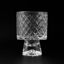 China crystal clear glass jars with GEO cut design for candle filling manufacturer