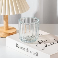 China glass candle jars with stripes with thick wall for 8oz candle filling manufacturer