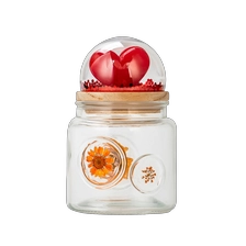 China Valentine's Glass Jar with Heart Snow Globe Lid & Dried Flower Windows manufacturer