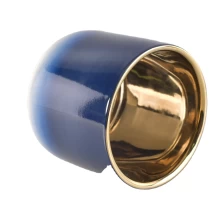 China 10oz Bulk cylinder colorful electroplated ceramic candle holder manufacturer