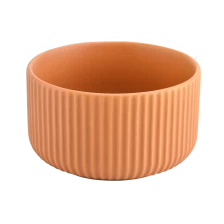 China peach glazed ceramic candle vessels with stripe designs manufacturer