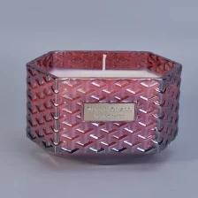 China Suppliers Hexagon scented candle glass holders with wood lid manufacturer
