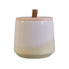 China 10oz 20oz Suppliers empty candle ceramic vessel with wood lid manufacturer