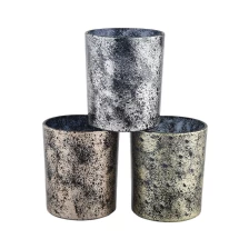 China 6 oz 10 oz Supplier marble cylinder plating glass holder jar for candle making manufacturer