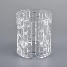 China Clear glass candle holder, textured glass candle vessels manufacturer