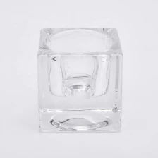 China Wholesales Square Glass Candle Holders Thick Glass Votive Candle Jars Home Decor manufacturer