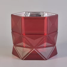 China red luxury glass candle jar, electroplating glass candle holder home decoration manufacturer