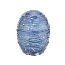 China Suppliers egg shape blue unique glass candle holders with cover 10 oz 8 oz manufacturer