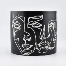 China black ceramic candle jars with custom artworks manufacturer