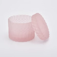 China 8oz Matte Pink Glass Candle Jars with Glass Lids Home Decor Pieces manufacturer