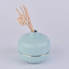 China blue round ceramic bottle with gold rim, ceramic oil bottles manufacturer