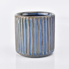 China dark blue ceramic candle container, 16 oz ceramic vessel manufacturer
