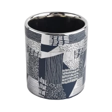 China silver unique ceramic candle jars with full patterns manufacturer