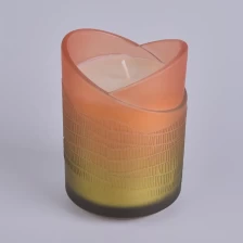 China Luxury Colorful Heart Design Glass Candle Jars with gold manufacturer