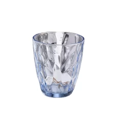 China transparent blue glass candle holders with knock patterns manufacturer
