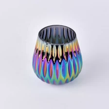 China Empty iridescent electroplating candle container votive glass candle holder home decor supplier manufacturer