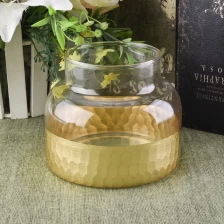 China 24oz Gold Dip Glass Candle Holders with Engraved Base Home Decor Wholesales manufacturer