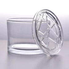 China clear 3 wick glass candle jar, unique glass candle container with lid manufacturer