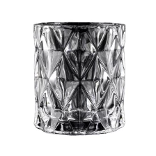 China high white glass candle jars with cut geo designs manufacturer
