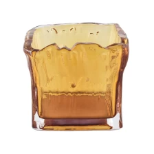 China Hot sales tealight luxury square empty glass candle holder manufacturer