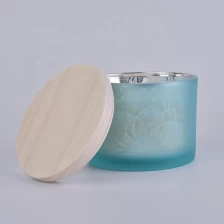 China Sunny tealight frosted blue candle glass jar with lid manufacturer