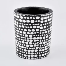 China white cement candle container with white patterns, decorative candle jars manufacturer