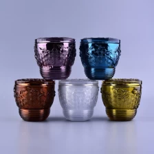 China Bee design luxury color custom empty Glass candle containers with lid manufacturer