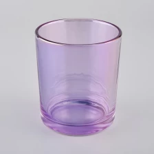 China light purple glass candle vessel, shiny glass candle holders for home manufacturer