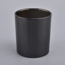 China glossy black electroplated glass candle jars manufacturer