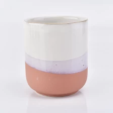 China warm color glazed ceramic vessel for candles, round bottom ceramic candle jar 12oz manufacturer