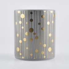 China 12 oz ceramic candle vessels with gold pattern, unique ceramic candle vessel for candle making manufacturer