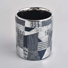 China unique ceramic candle vessels with prints, ceramic jars for candle making manufacturer