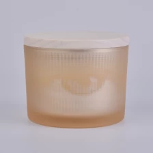 China unique glass candle container with wood lid, decorative glass vessel for candle making manufacturer