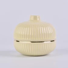 China bright yellow ceramic bottle with gold ring, decorative ceramic diffuser bottles for home manufacturer